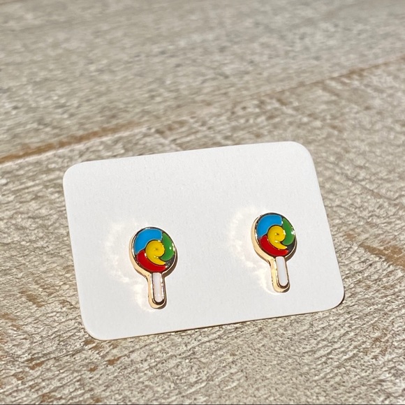 3 for $15 Rainbow Lollipop Gold Stud Earrings Post - Picture 2 of 4